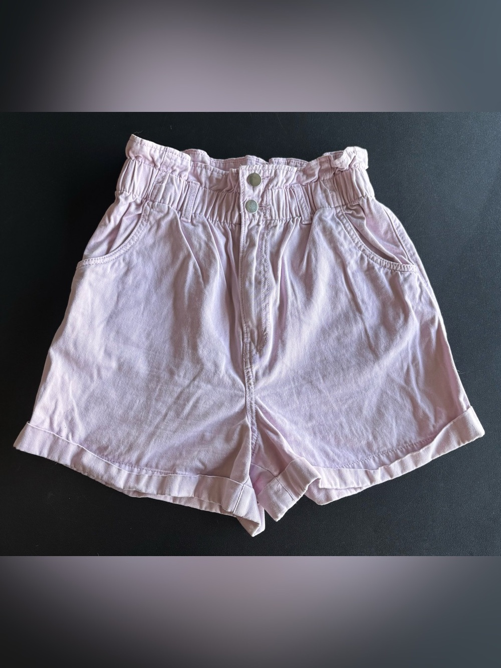 H&M Light Pink High-Waist Paperbag Shorts